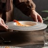 Designer Dinnerware Collection Weiss Series Grey/White with Gold Ring Ceramic Shallow Plate Designer Dinnerware Collection Weiss Series Grey/White with Gold Ring Ceramic Shallow Plate