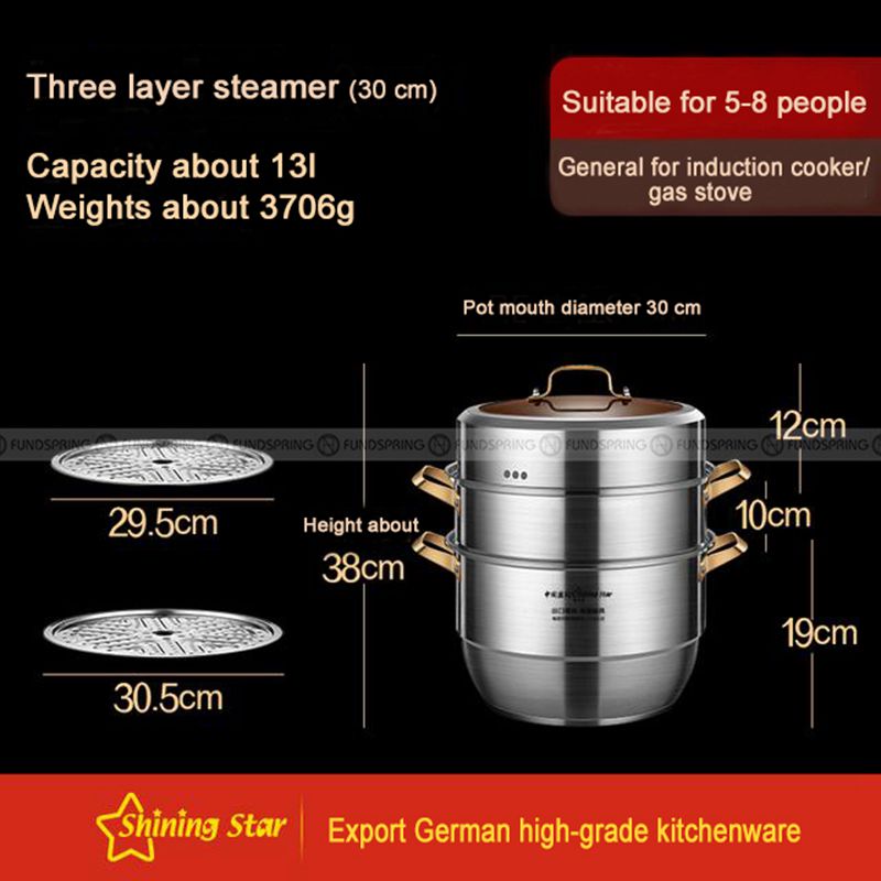 Large-capacity Pots 3-layer 304 Household Thickened Large Steamer Large-capacity Pots 3-layer 304 Household Thickened Large Steamer