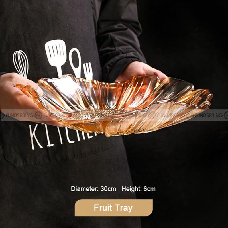 Glass Elegance: Modern Living Room Fruit Plate Large Size Petal Shape Plate Glass Elegance: Modern Living Room Fruit Plate Large Size Petal Shape Plate