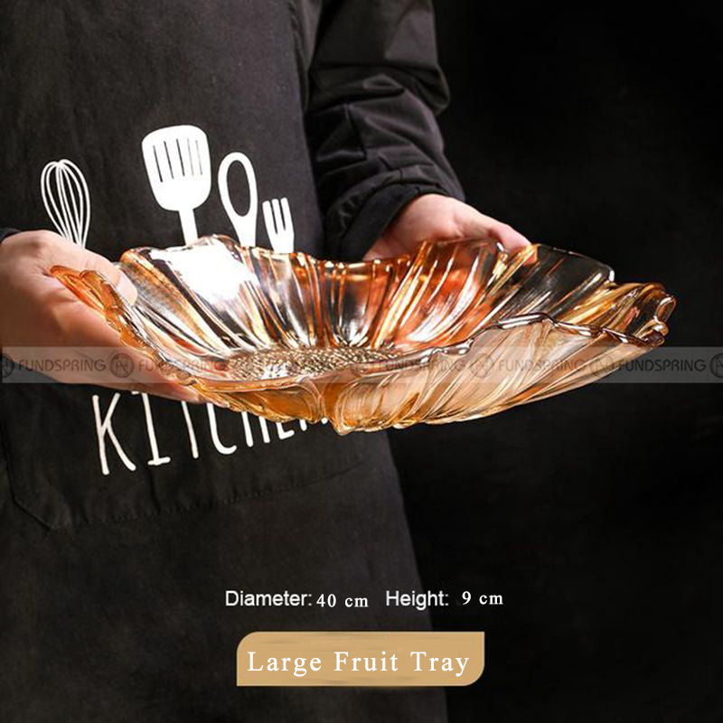 Glass Elegance: Modern Living Room Fruit Plate Large Size Petal Shape Plate Glass Elegance: Modern Living Room Fruit Plate Large Size Petal Shape Plate