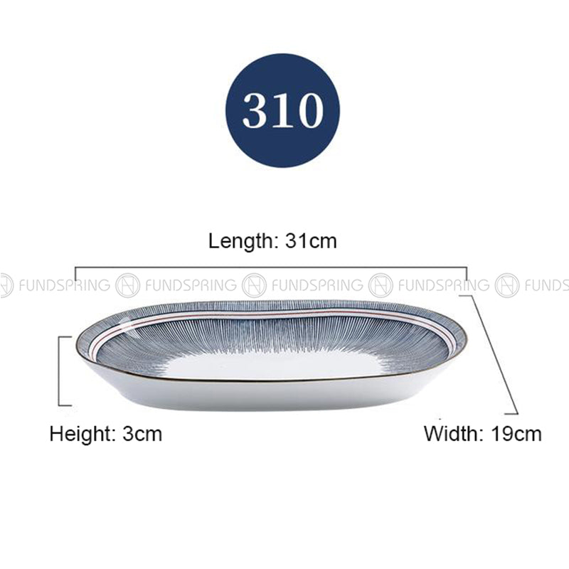 Japanese Blue and White Under-glazed Ceramic Oval Platter 12" Set of 2 Japanese Blue and White Under-glazed Ceramic Oval Platter 12" Set of 2