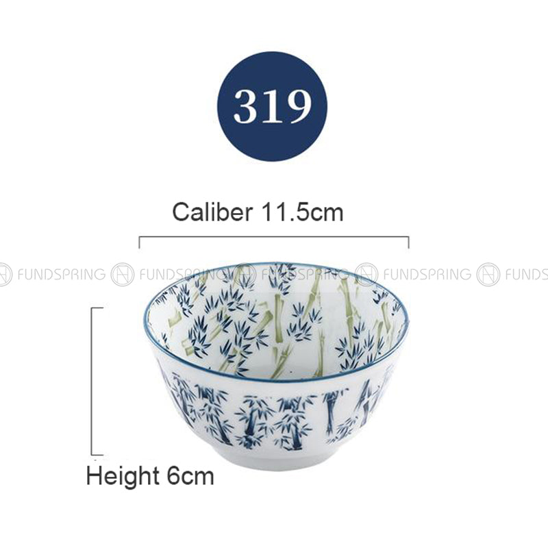 Blue and White Under Glazed Ceramic Bowl Japan Style 4.5" Set of 4 Blue and White Under Glazed Ceramic Bowl Japan Style 4.5" Set of 4