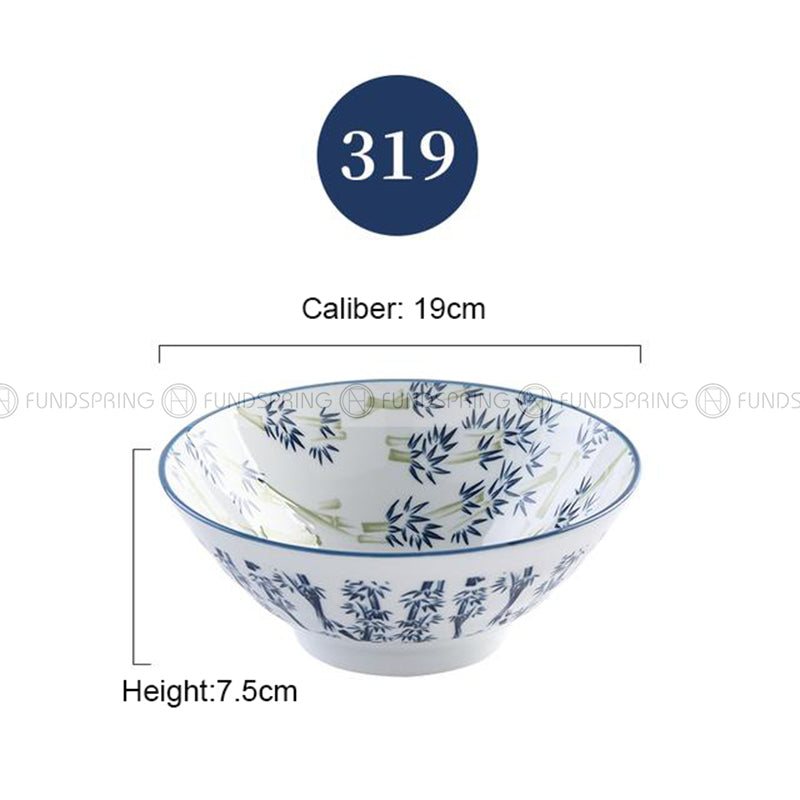 Blue and White Under Glazed Ceramic Bowl Japan Style 7.5" Set of 4 Blue and White Under Glazed Ceramic Bowl Japan Style 7.5" Set of 4