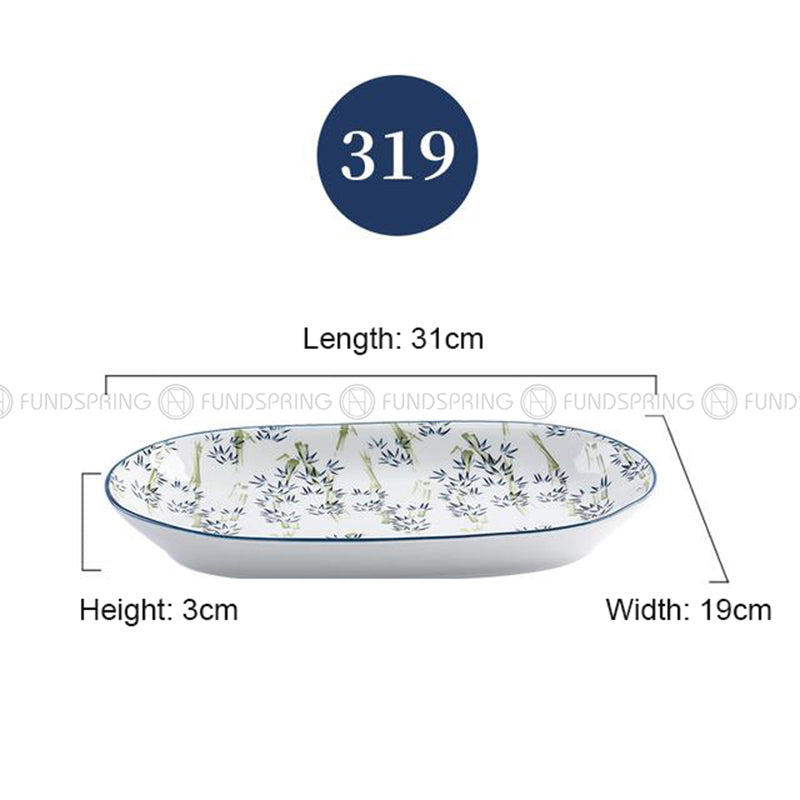 Japanese Blue and White Under-glazed Ceramic Oval Platter 12" Set of 2 Japanese Blue and White Under-glazed Ceramic Oval Platter 12" Set of 2