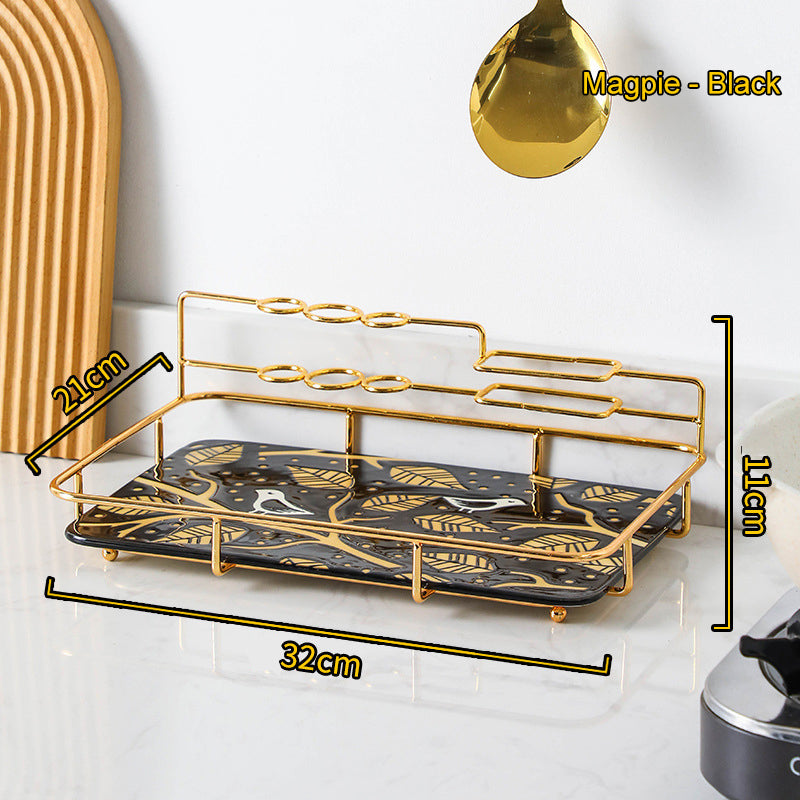 Single Shelf Bathroom Toiletries and Cosmetics Storage Rack with Ceramic Tray Single Shelf Bathroom Toiletries and Cosmetics Storage Rack with Ceramic Tray