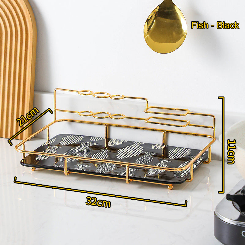 Single Shelf Bathroom Toiletries and Cosmetics Storage Rack with Ceramic Tray Single Shelf Bathroom Toiletries and Cosmetics Storage Rack with Ceramic Tray