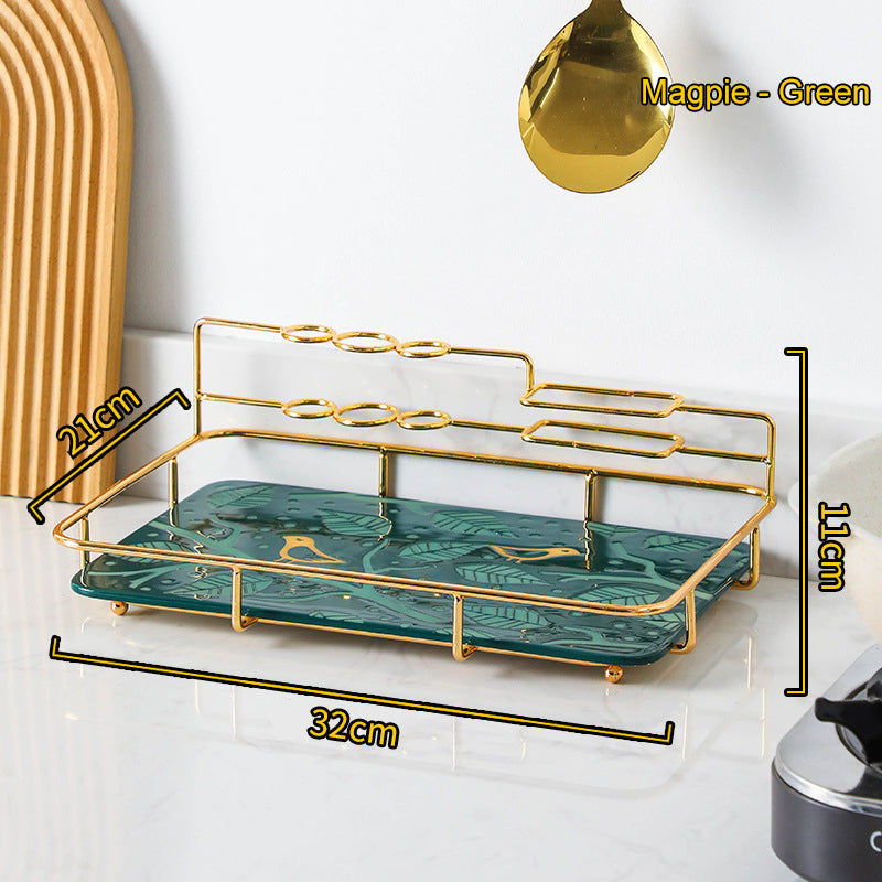 Single Shelf Bathroom Toiletries and Cosmetics Storage Rack with Ceramic Tray Single Shelf Bathroom Toiletries and Cosmetics Storage Rack with Ceramic Tray