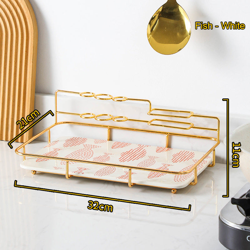Single Shelf Bathroom Toiletries and Cosmetics Storage Rack with Ceramic Tray Single Shelf Bathroom Toiletries and Cosmetics Storage Rack with Ceramic Tray