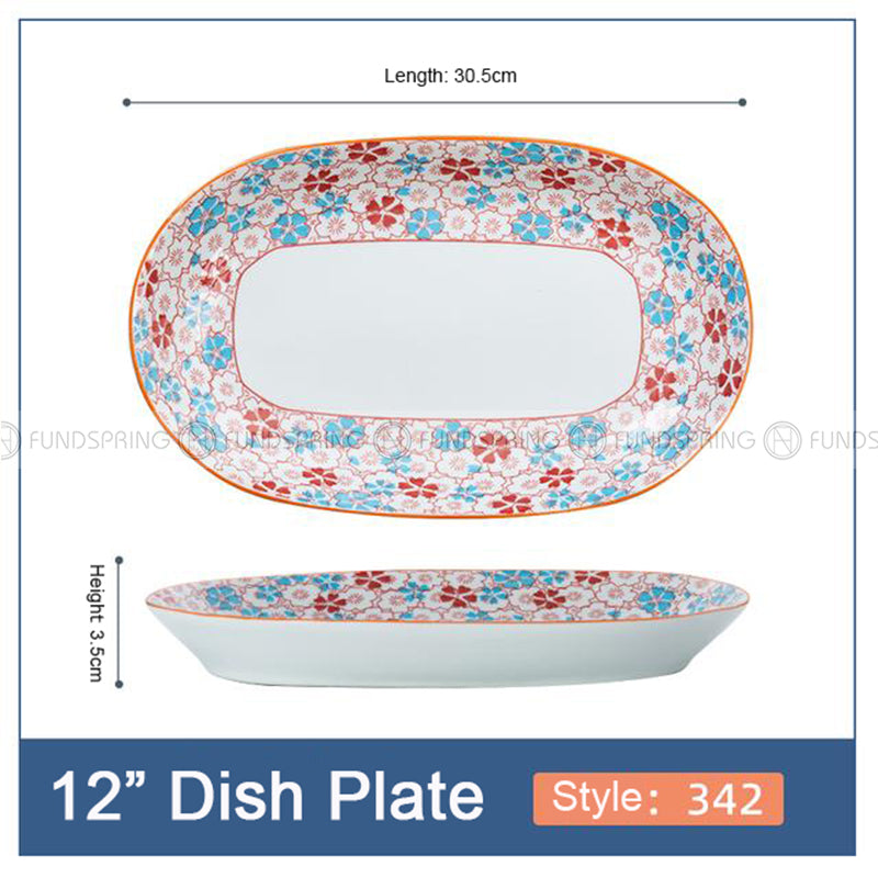 Japanese Blue and White Under-glazed Ceramic Oval Platter 12" Set of 2 Japanese Blue and White Under-glazed Ceramic Oval Platter 12" Set of 2