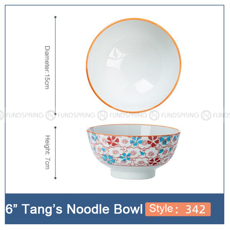 Blue and White Ceramic Bowl Under Glazed Japan Style 6" Bowl Set of 4 Blue and White Ceramic Bowl Under Glazed Japan Style 6" Bowl Set of 4