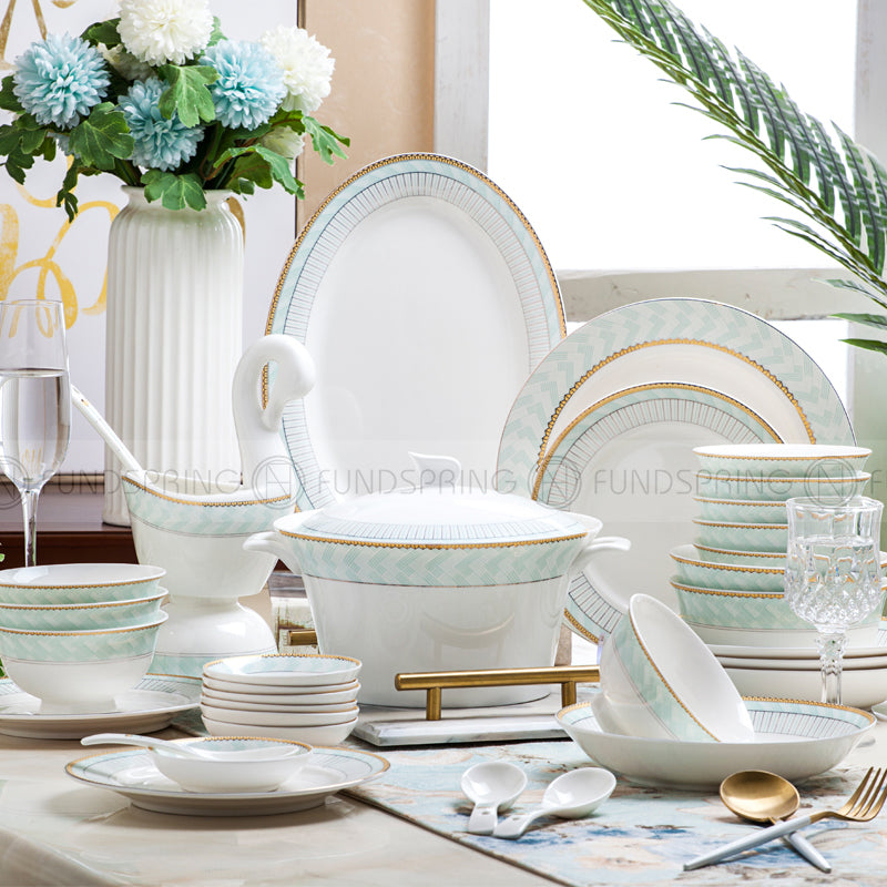 Porcelain Dinnerware Set Bowls Plates Bone China Tableware 50 Pcs Porcelain Dinnerware Set Bowls Plates Bone China Tableware 50 Pcs