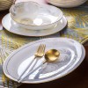 Bone China Dinnerware Set With Plates Bowls Golden Rim Tableware Bone China Dinnerware Set With Plates Bowls Golden Rim Tableware