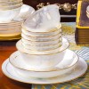 Bone China Dinnerware Set With Plates Bowls Golden Rim Tableware Bone China Dinnerware Set With Plates Bowls Golden Rim Tableware