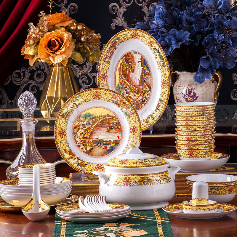 Bone China Dinnerware Set Chinese Arts Porcelain Tableware 50 Pcs Bone China Dinnerware Set Chinese Arts Porcelain Tableware 50 Pcs