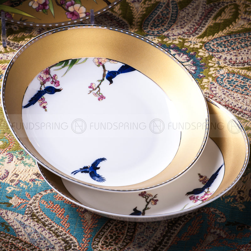 Bone China Tableware Plate Bowl Dinnerware Set With Gift Brocade Box Bone China Tableware Plate Bowl Dinnerware Set With Gift Brocade Box