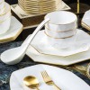 Nordic Gold Rim Bone China Dinnerware Set White Concise Tableware 30 Pcs Nordic Gold Rim Bone China Dinnerware Set White Concise Tableware 30 Pcs