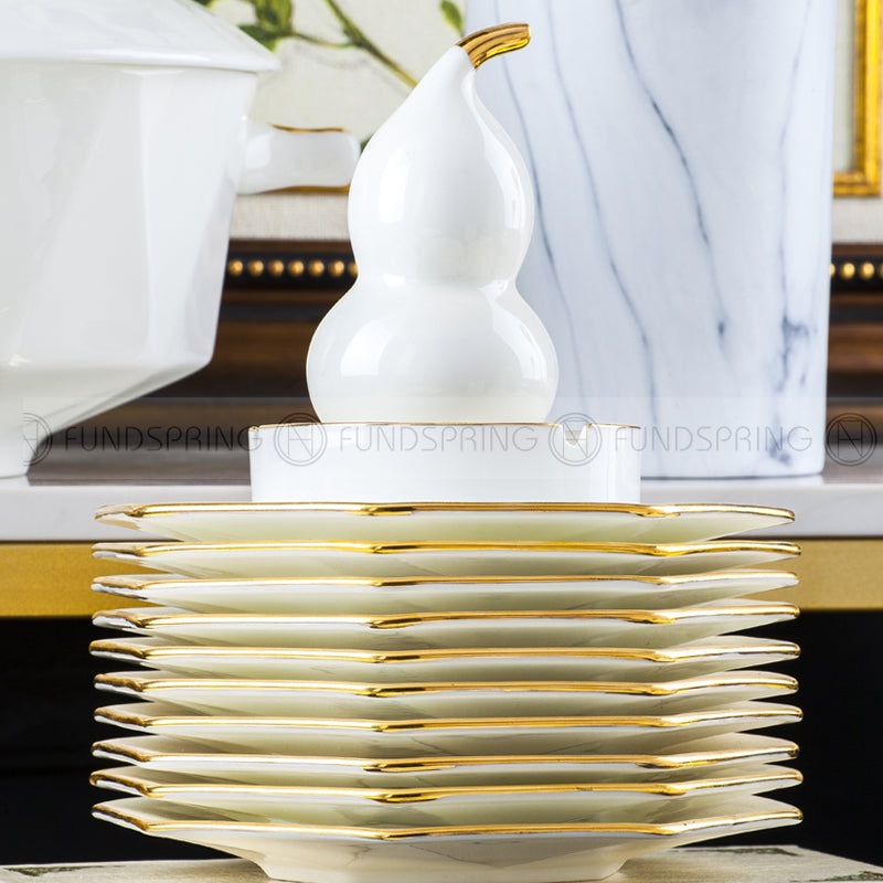 Nordic Gold Rim Bone China Dinnerware Set White Concise Tableware 30 Pcs Nordic Gold Rim Bone China Dinnerware Set White Concise Tableware 30 Pcs