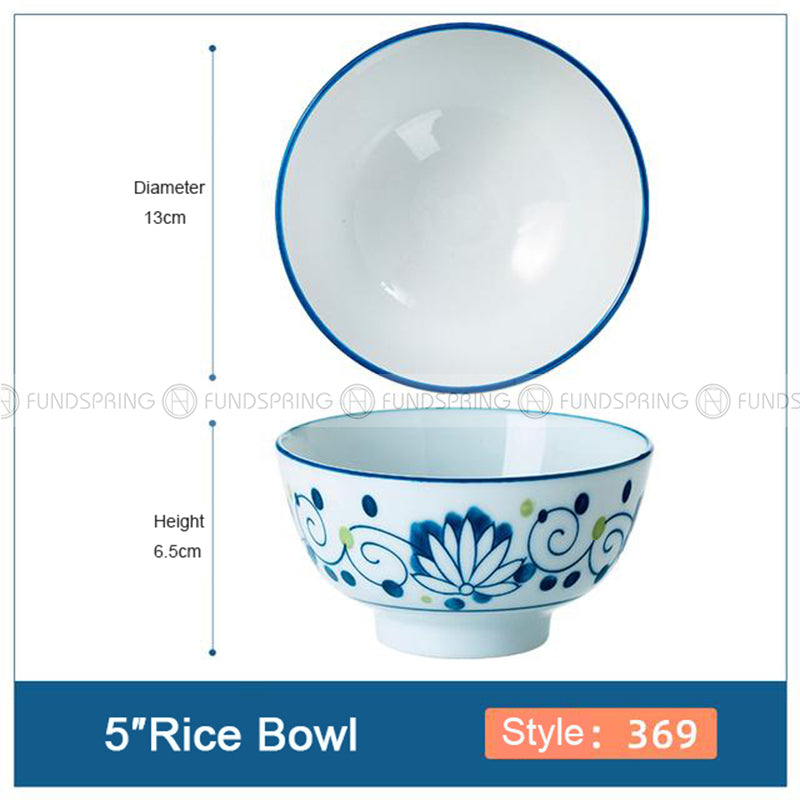 Blue and White Ceramic Bowl Under Glazed Bowl Japan Style 5" Set of 4 Blue and White Ceramic Bowl Under Glazed Bowl Japan Style 5" Set of 4
