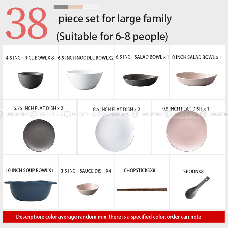 Nordic Morandi Matte Dinnerware Pink/White/Grey Ceramic Tableware Set Nordic Morandi Matte Dinnerware Pink/White/Grey Ceramic Tableware Set