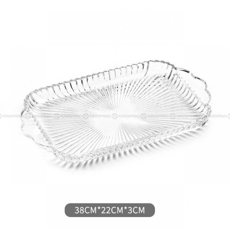 Rectangular Vertical Striped Glass Fruit Tray Multiple Functions Plate Rectangular Vertical Striped Glass Fruit Tray Multiple Functions Plate