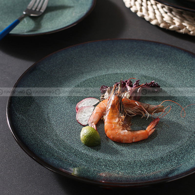 Kiln Glazed Ceramic Tableware Flat Plate Shallow Plate Dinner Plate Kiln Glazed Ceramic Tableware Flat Plate Shallow Plate Dinner Plate