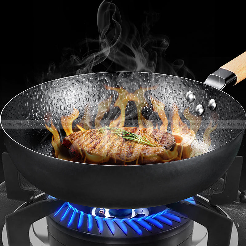 Thickened Uncoated Nonstick Flat-bottomed Iron Pot Cooked Iron Wok Thickened Uncoated Nonstick Flat-bottomed Iron Pot Cooked Iron Wok