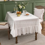 Anernou Tablecloth Minimalist White Lace Embroidered Tablecloth
