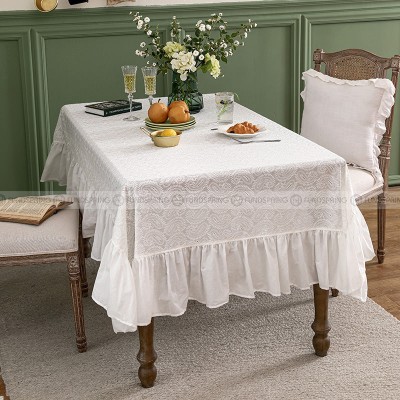 Anernou Tablecloth Minimalist White Lace Embroidered Tablecloth Anernou Tablecloth Minimalist White Lace Embroidered Tablecloth