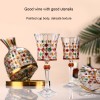 Gyro Decanter with Painted Diamond Colored Wine Glass Wine Deck Set Engraved Glass