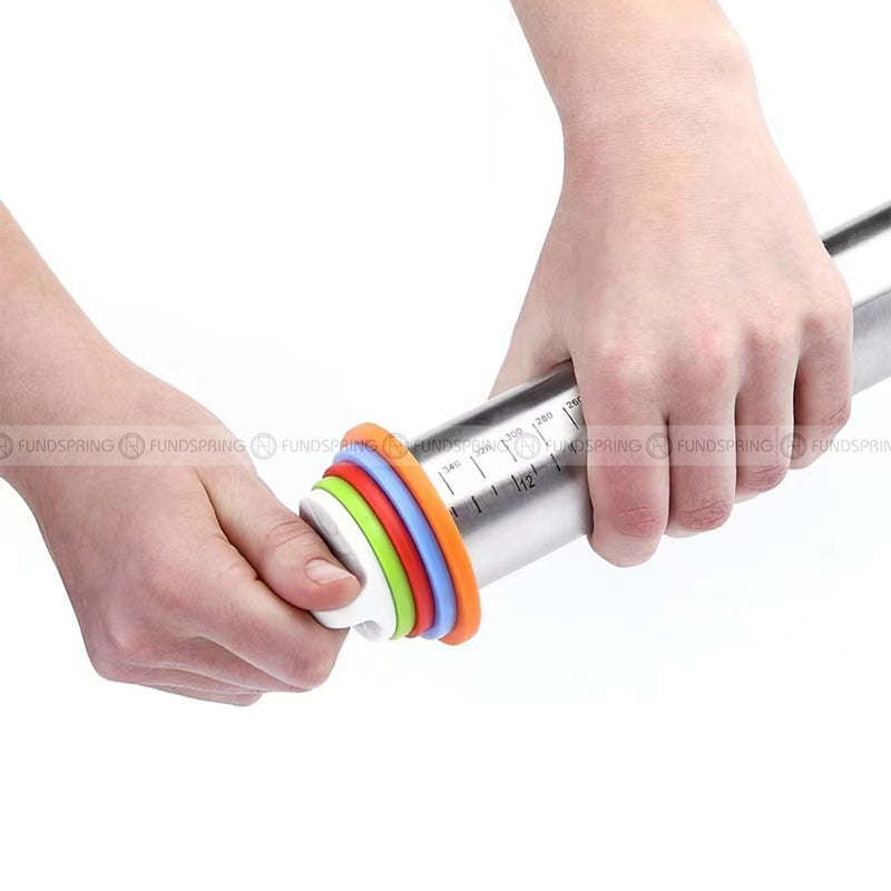 Stainless Steel Rolling Pin Adjustment Thickness Kneading Tool 17-Inch Stainless Steel Rolling Pin Adjustment Thickness Kneading Tool 17-Inch
