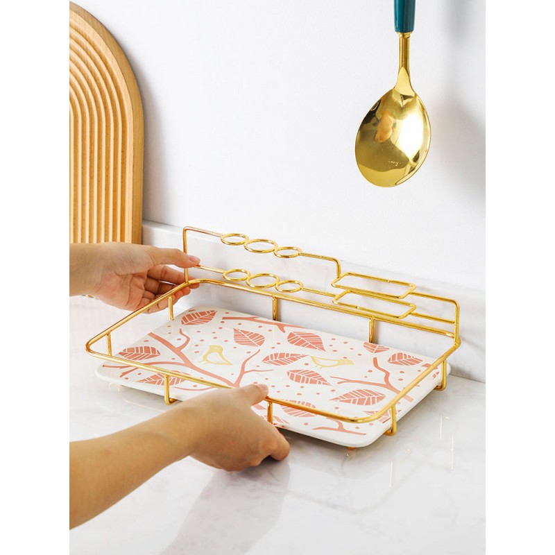 Single Shelf Bathroom Toiletries and Cosmetics Storage Rack with Ceramic Tray Single Shelf Bathroom Toiletries and Cosmetics Storage Rack with Ceramic Tray