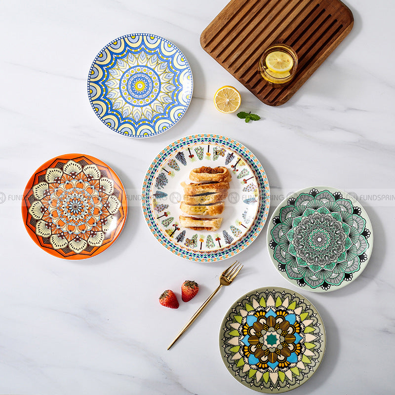 Porcelain Dinnerware Flowerish Hand-painted Plate Pattern Dinner Plate Porcelain Dinnerware Flowerish Hand-painted Plate Pattern Dinner Plate