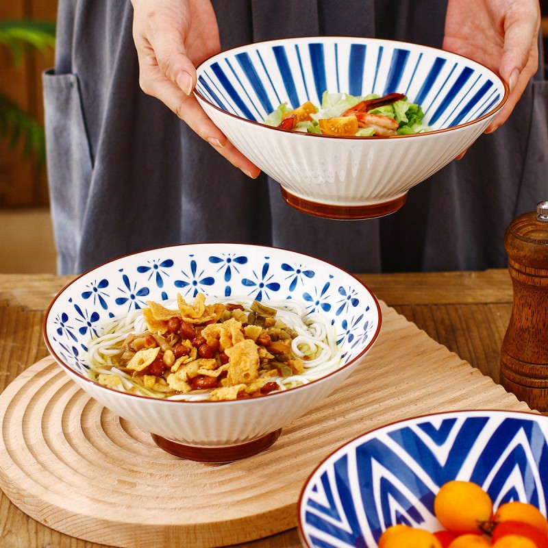Japanese Elegance: Ceramic Hat-Shaped Rice Bowl - 8 Inches Japanese Elegance: Ceramic Hat-Shaped Rice Bowl - 8 Inches