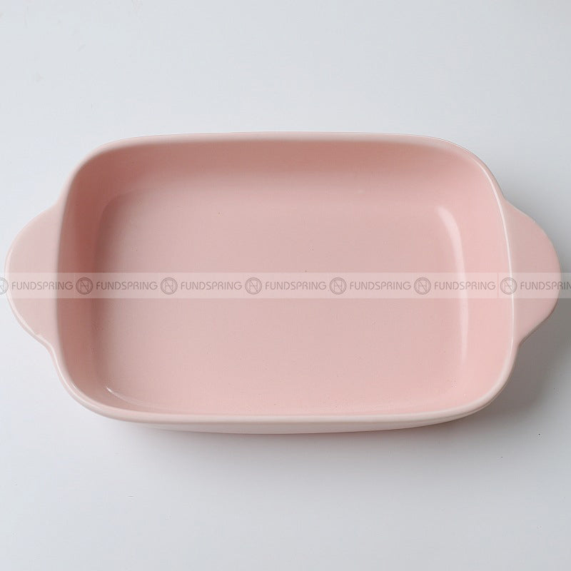 Ceramic Binaural Baking Tray Macaron Color Microwave Oven For Baking Ceramic Binaural Baking Tray Macaron Color Microwave Oven For Baking