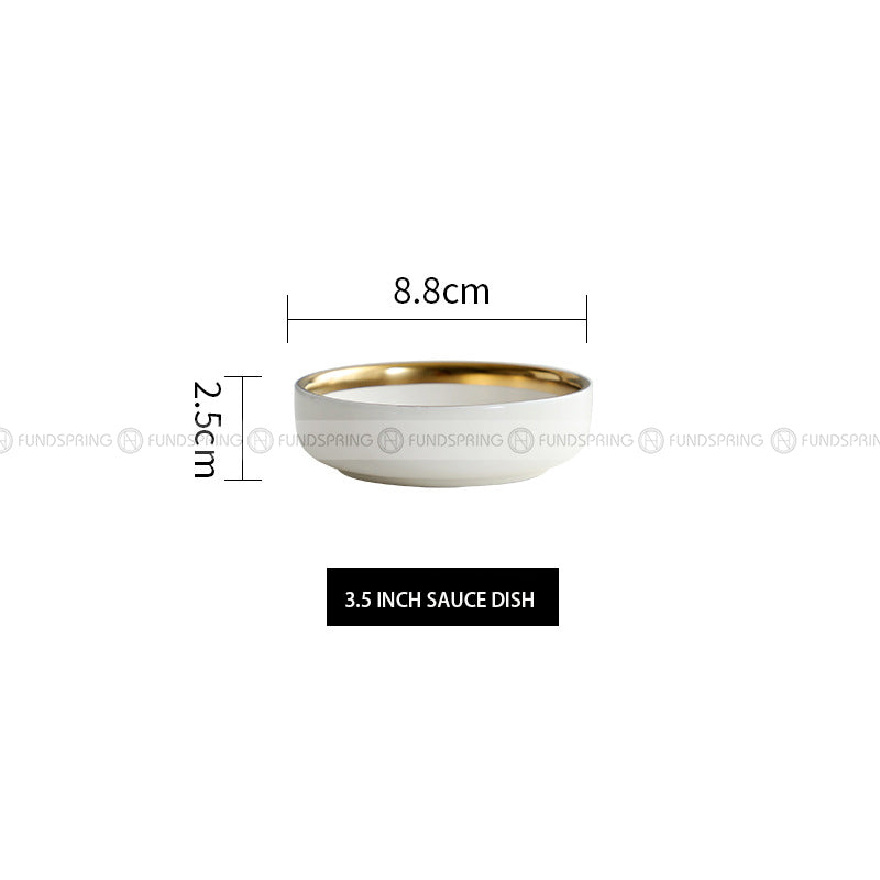 Simplicity Ceramic Tableware Black White With Gold Rim Plates Bowls Simplicity Ceramic Tableware Black White With Gold Rim Plates Bowls