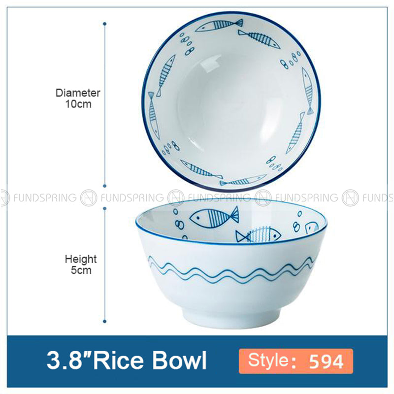 Japanese Blue and White Ceramic Bowl Underglazed Bowl 3.8'' Set of 4 Japanese Blue and White Ceramic Bowl Underglazed Bowl 3.8'' Set of 4