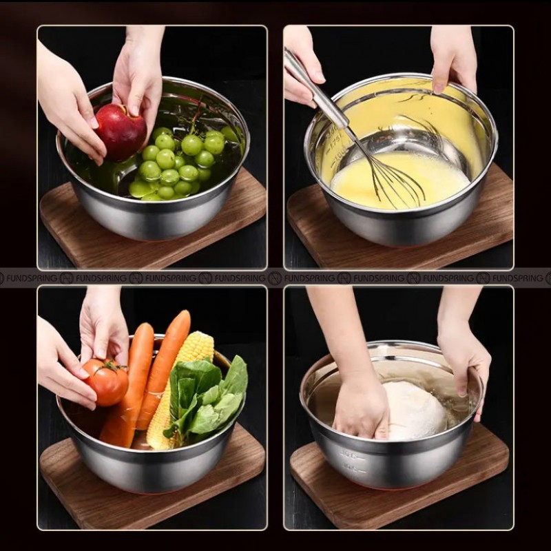 Stainless Steel Splash-proof Basin Silicone Bottom Egg Beating Basin Stainless Steel Splash-proof Basin Silicone Bottom Egg Beating Basin