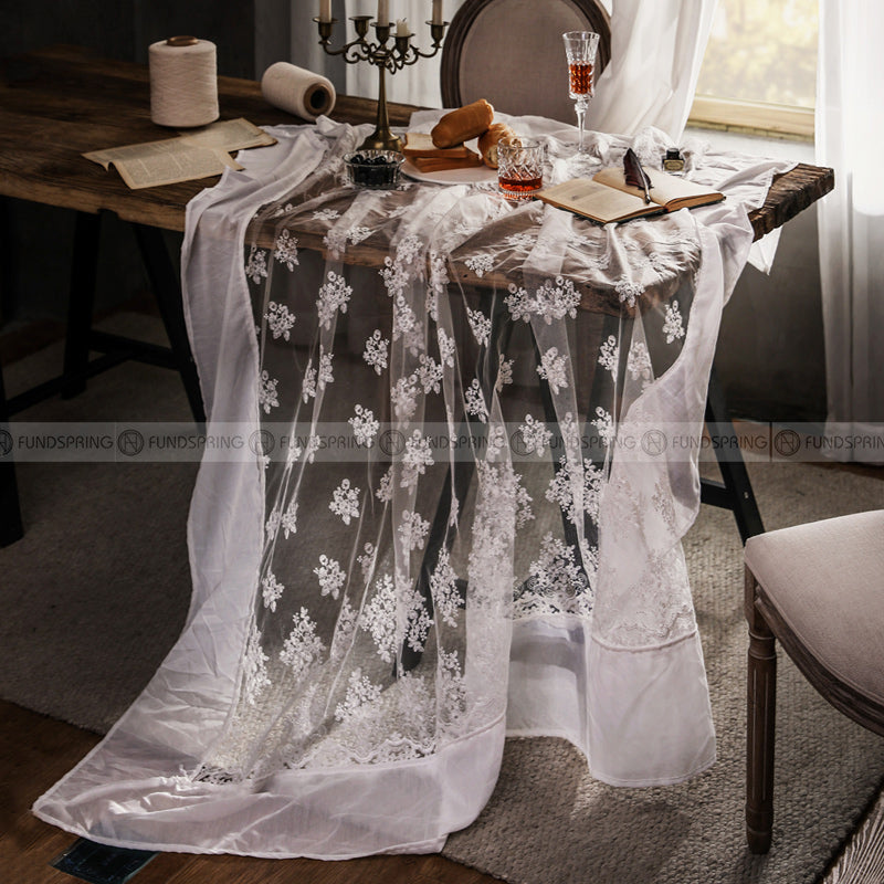 Kokham Tablecloth White Lace Embroidery Dining/Tea Table Cover Kokham Tablecloth White Lace Embroidery Dining/Tea Table Cover