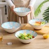 Winter Blossom Harmony: Set of 4 Ceramic Underglaze Bowls, 8 Inches, Snow Sakura Vertical Pattern Winter Blossom Harmony: Set of 4 Ceramic Underglaze Bowls, 8 Inches, Snow Sakura Vertical Pattern