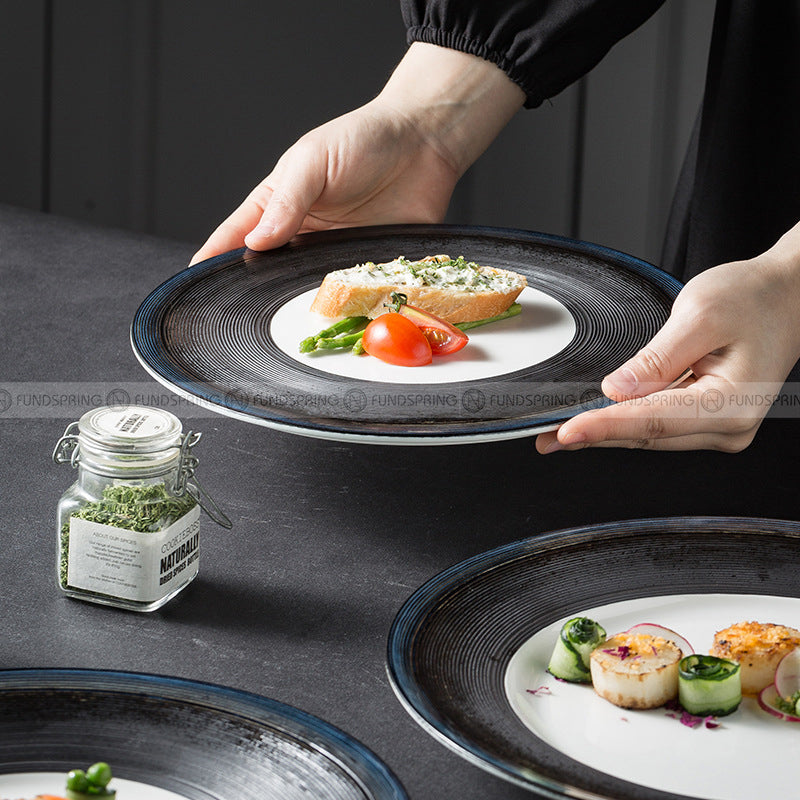 Nordic Dinnerware Weiss Series Ceramic Navy/Black/White Dinner Plate Nordic Dinnerware Weiss Series Ceramic Navy/Black/White Dinner Plate