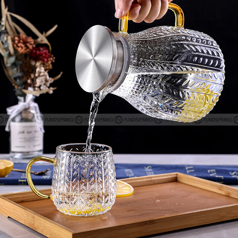 Wheat Ears Cup Heat Resistant Glass Mugs Set Glass Pitcher & Tumbler Wheat Ears Cup Heat Resistant Glass Mugs Set Glass Pitcher & Tumbler