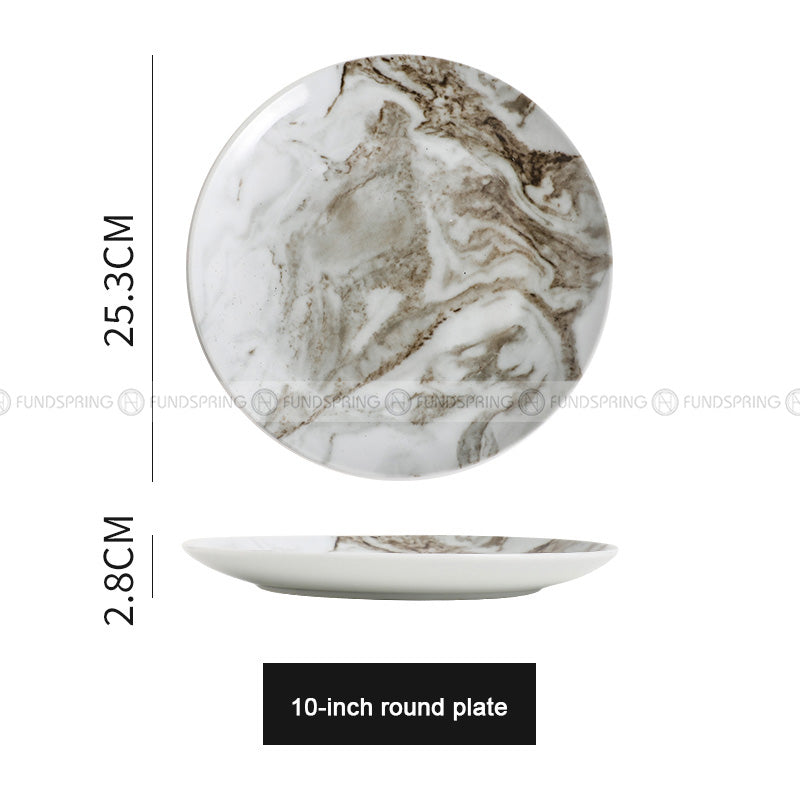 Nordic Elegance Marble Dinner Plate Set with Simplistic Round Design Set of 2 (8" and 10") Nordic Elegance Marble Dinner Plate Set with Simplistic Round Design Set of 2 (8" and 10")