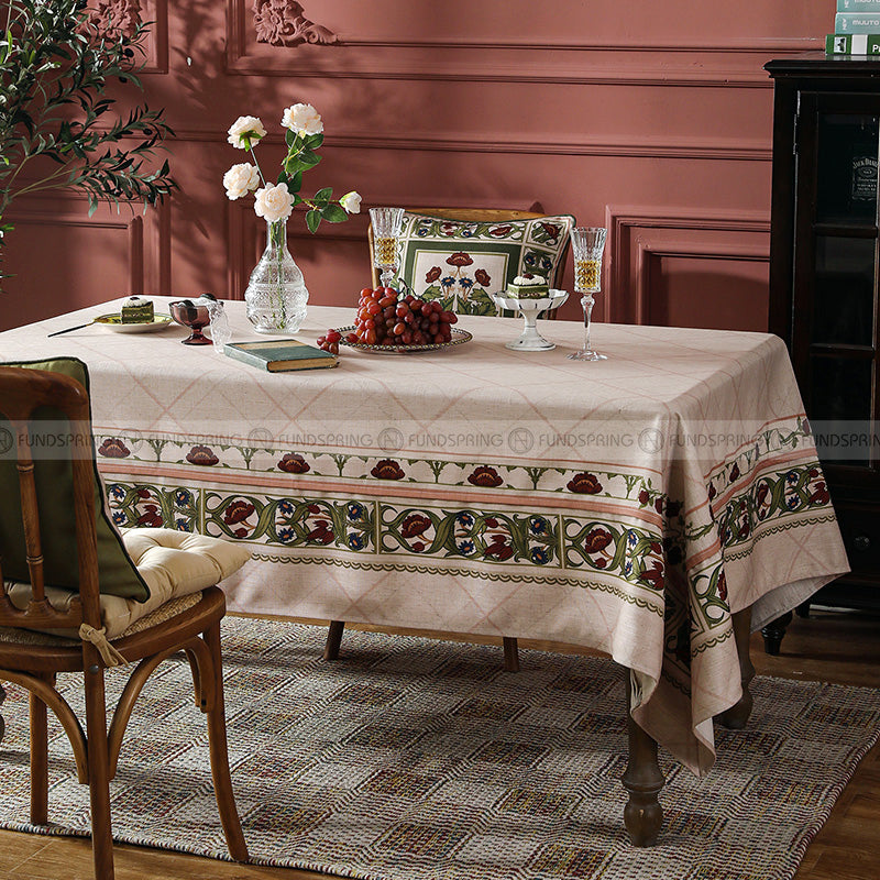 Kashaa Tablecloth Waterproof Dining Table Cover Cotton Linen Fabric Kahki Kashaa Tablecloth Waterproof Dining Table Cover Cotton Linen Fabric Kahki