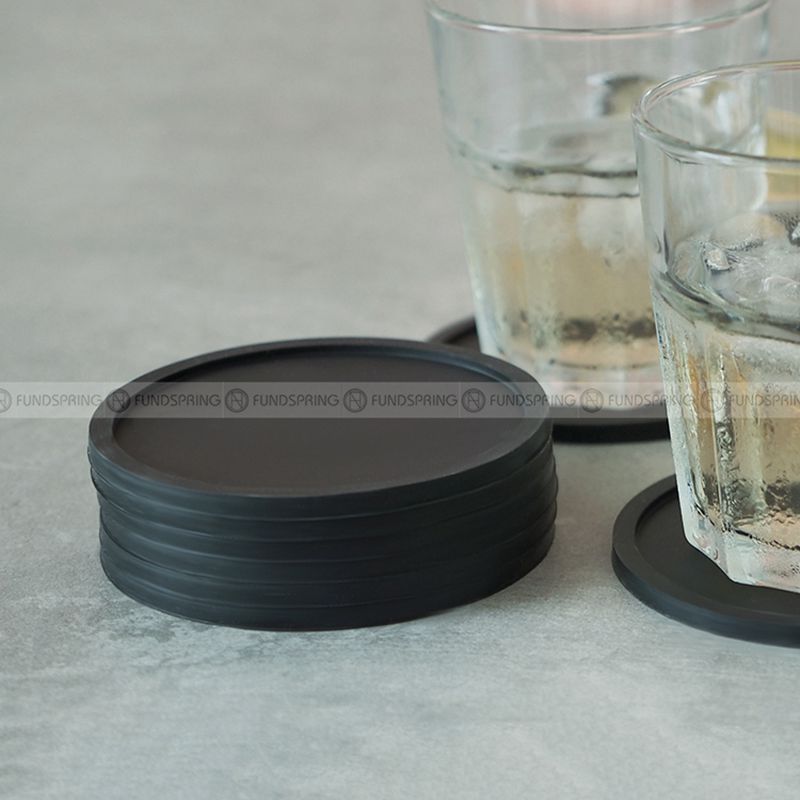 Food Grade Silicone Cup Mat Non-slip Insulated Black Tea Coaster Set of 8 Food Grade Silicone Cup Mat Non-slip Insulated Black Tea Coaster Set of 8