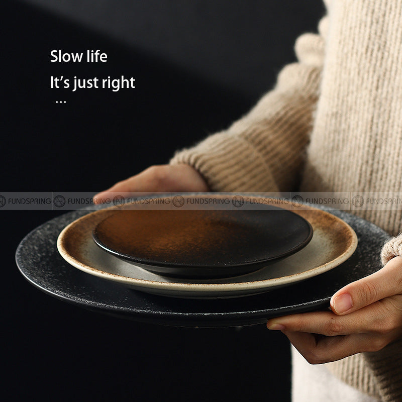 Japanese Ceramic Plate Gradient Glaze Dinnerware 6/8/10 Inches Shallow Plate Japanese Ceramic Plate Gradient Glaze Dinnerware 6/8/10 Inches Shallow Plate