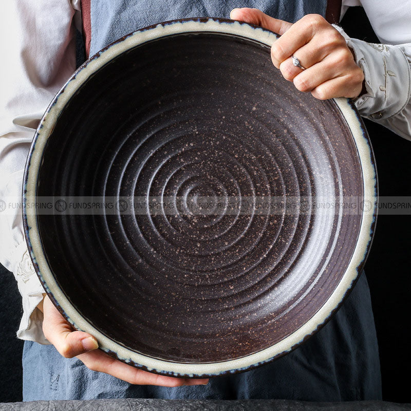 Kiln Change Ceramic Soup Bowl Large Noodle Bowl Spiral Texture Pot Kiln Change Ceramic Soup Bowl Large Noodle Bowl Spiral Texture Pot