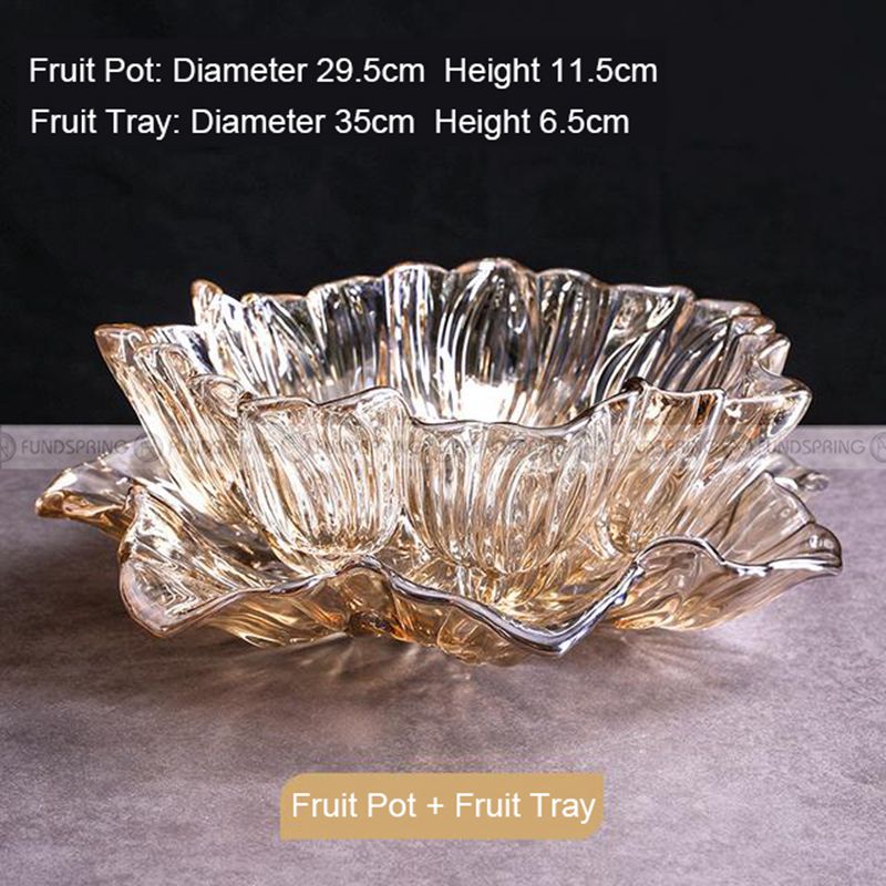 Crystal Clear Elegance: Minimalist Glass Fruit Pot and Bowl Set Crystal Clear Elegance: Minimalist Glass Fruit Pot and Bowl Set