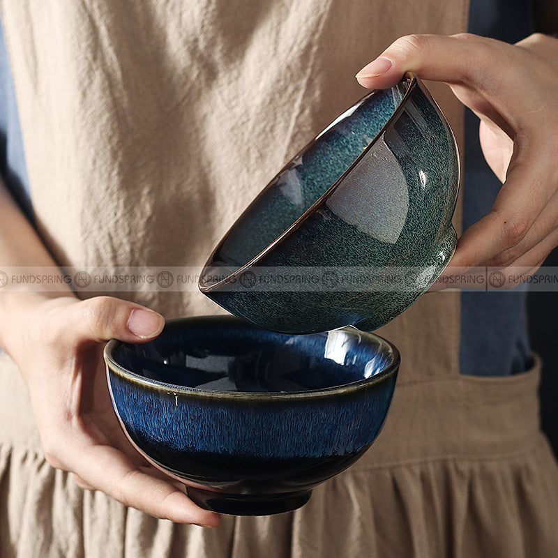 Kiln Change Dinnerware Green/Blue Glazed Ceramic Tableware Bowl Plate Kiln Change Dinnerware Green/Blue Glazed Ceramic Tableware Bowl Plate