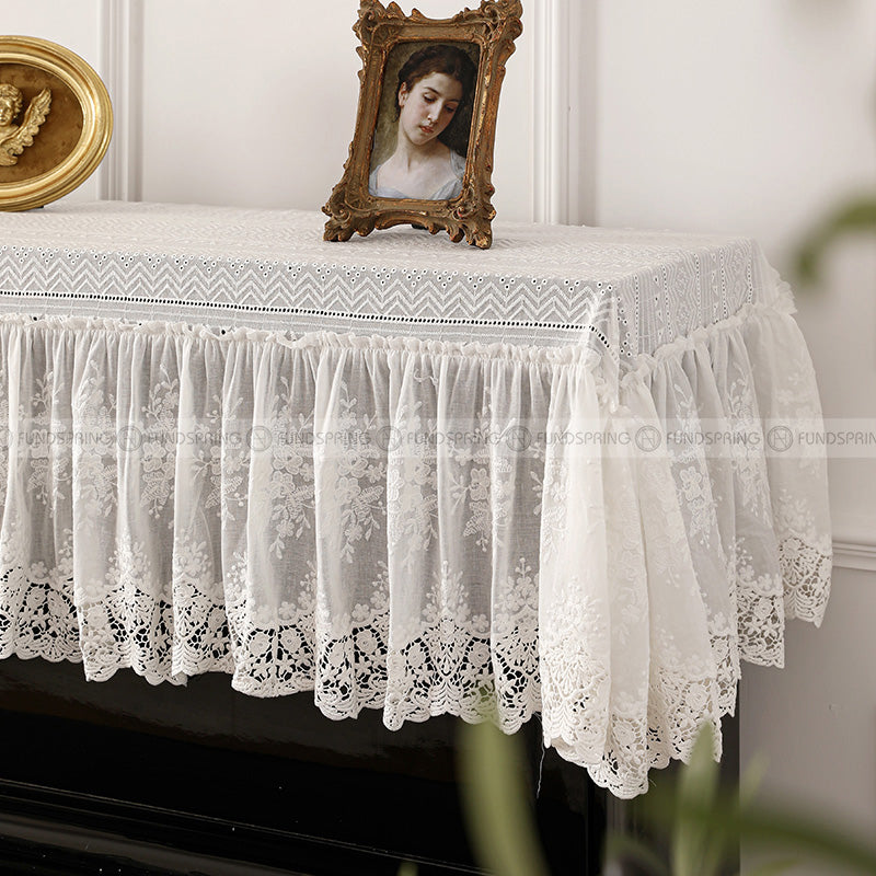 Neumann Lace Embroidered White Lace Dust Cover Decorative Piano/Bench Cover Neumann Lace Embroidered White Lace Dust Cover Decorative Piano/Bench Cover