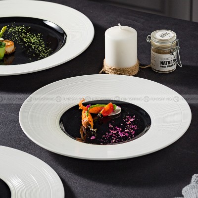 Weiss Dinnerware Collection Designer White/Black Dinner Plate Weiss Dinnerware Collection Designer White/Black Dinner Plate